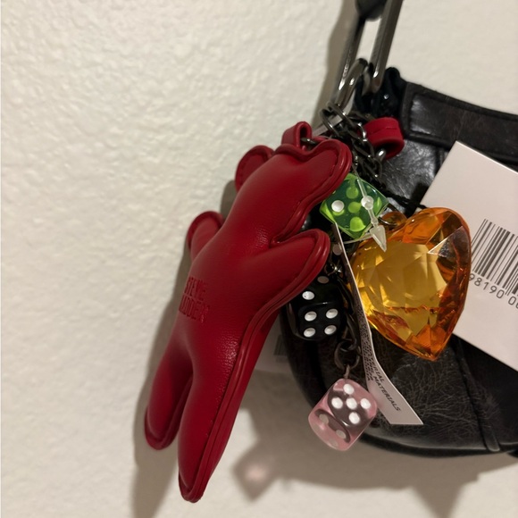 Steve Madden Charcoal Shoulder Bag with Red Charm - Picture 3 of 6